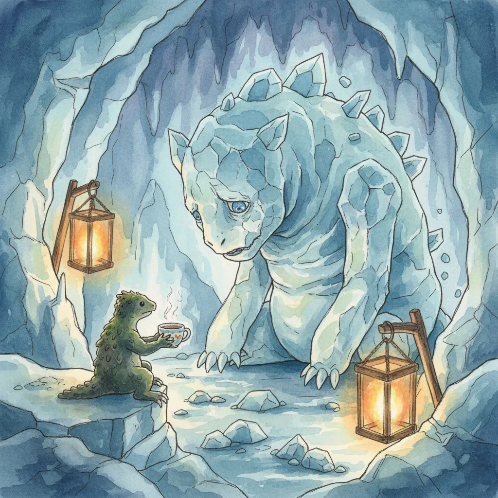 村の古い祠の前で立ち尽くすクロワ