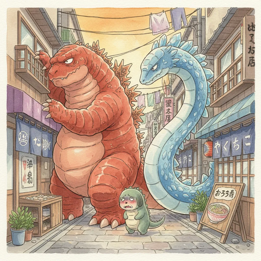 スーパーの入口で横向きに無理やり入ろうとするガリョウ