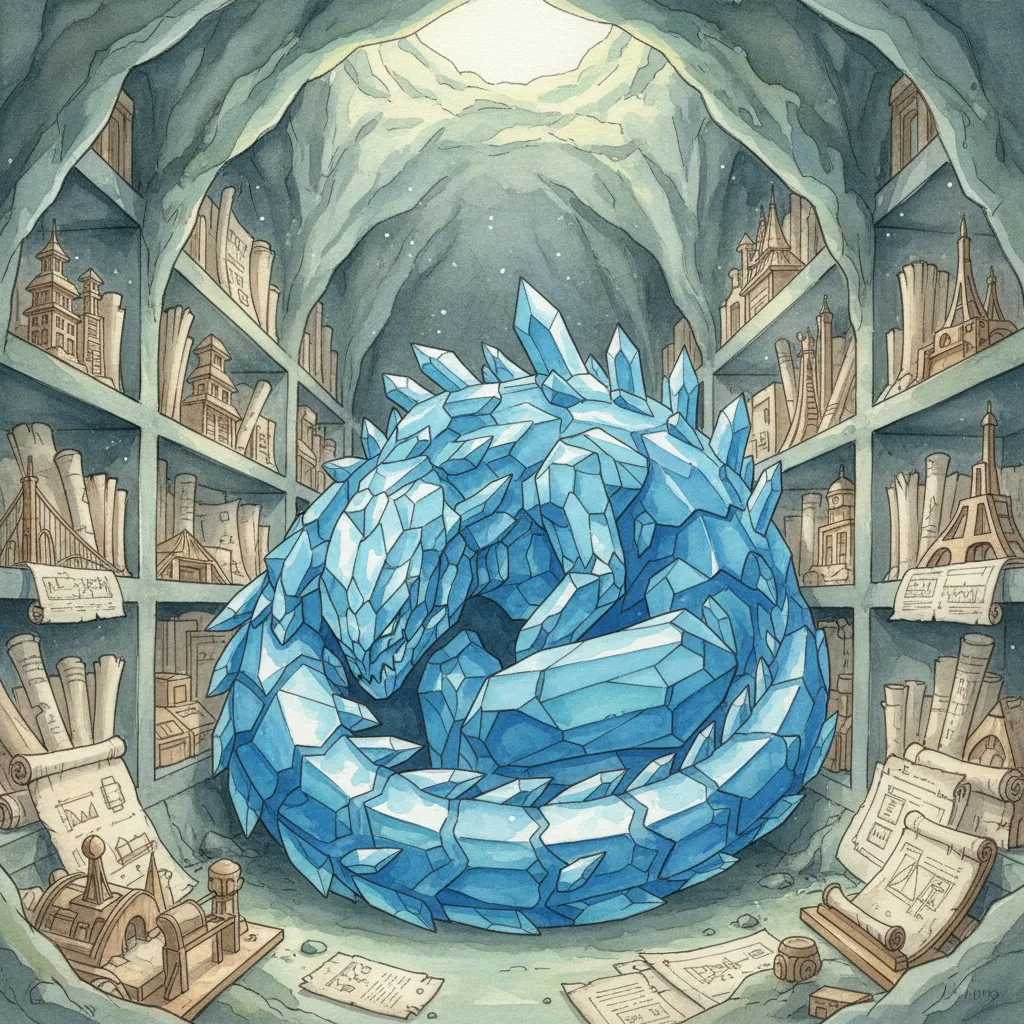 クロワの洞窟に積み上がった設計図の山