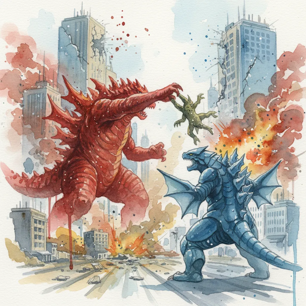 港町でバラバラに戦うガリョウ・クロワ・ノビ、瓦礫が飛び散る混戦