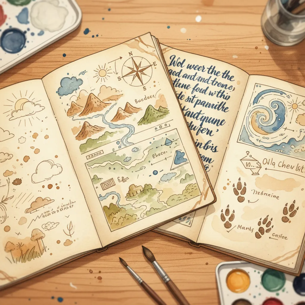 書き込みで膨らんだノートを手に持つノビ