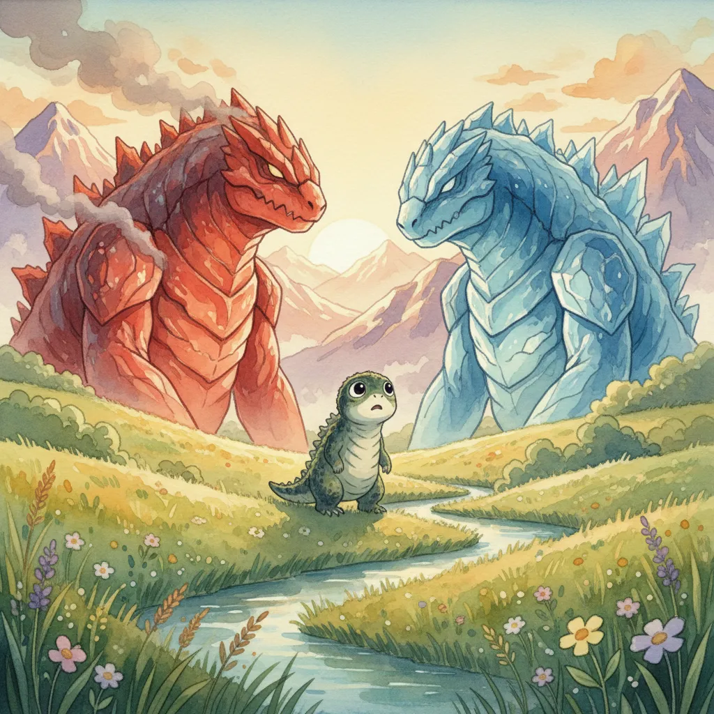 口論しながらも互いの近くにいるガリョウとクロワ