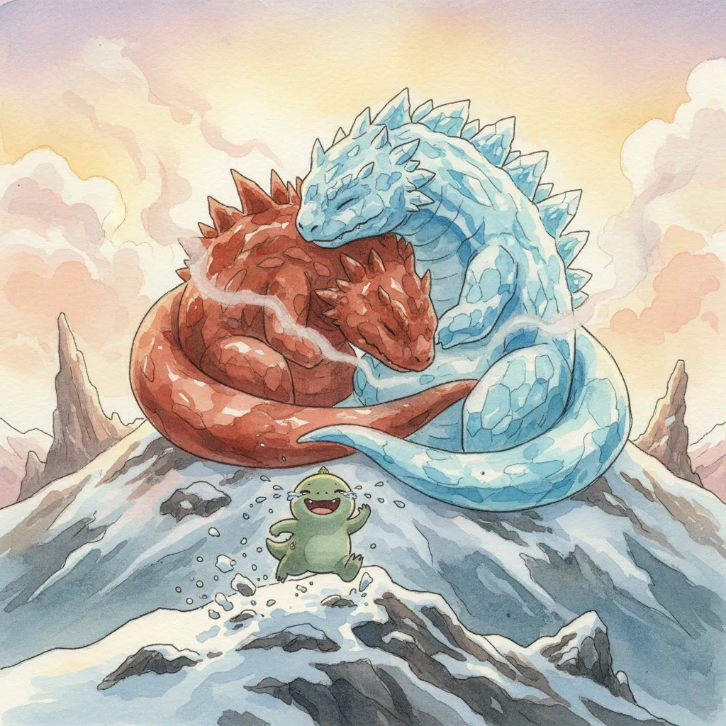 岩場で静かに地図を畳むクロワと、通り過ぎるガリョウ