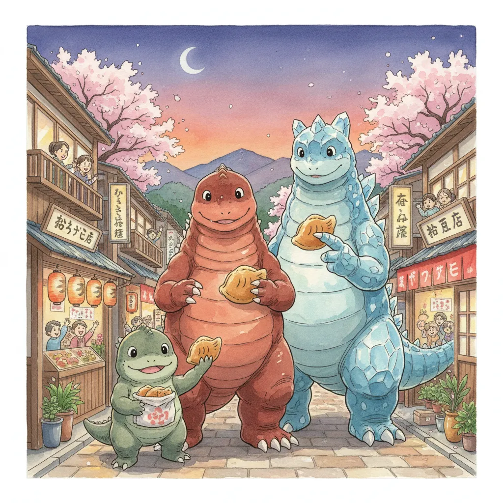 夕暮れの道を3匹の影が長く伸びている